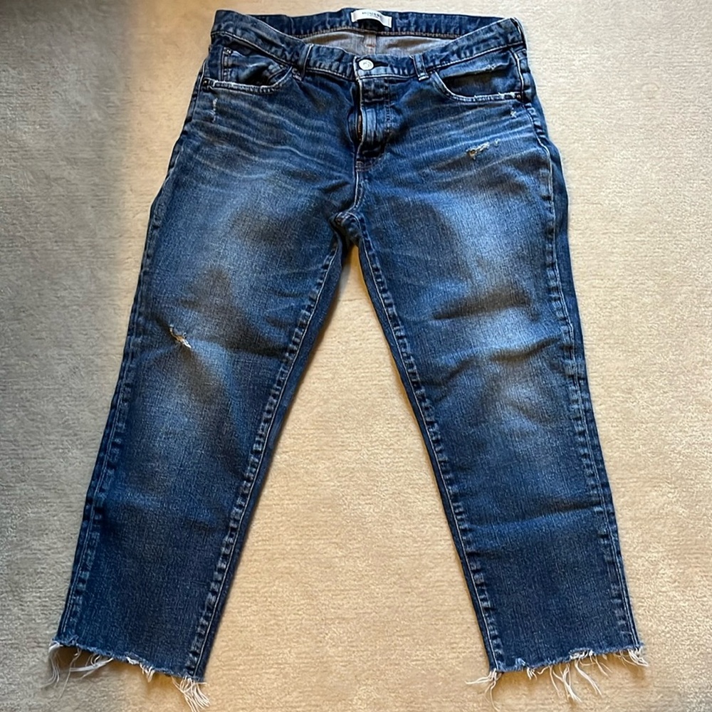 Moussy vintage Velden relaxed fit cropped zip fly distressed jeans size 31